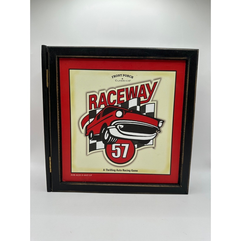Raceway 57 Front Porch Classics A Thrilling Auto Racing Game COMPLETE Wooden Box